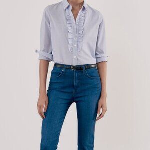 Nili Lotan Miera Shirt - Mini Navy Stripes Size XS